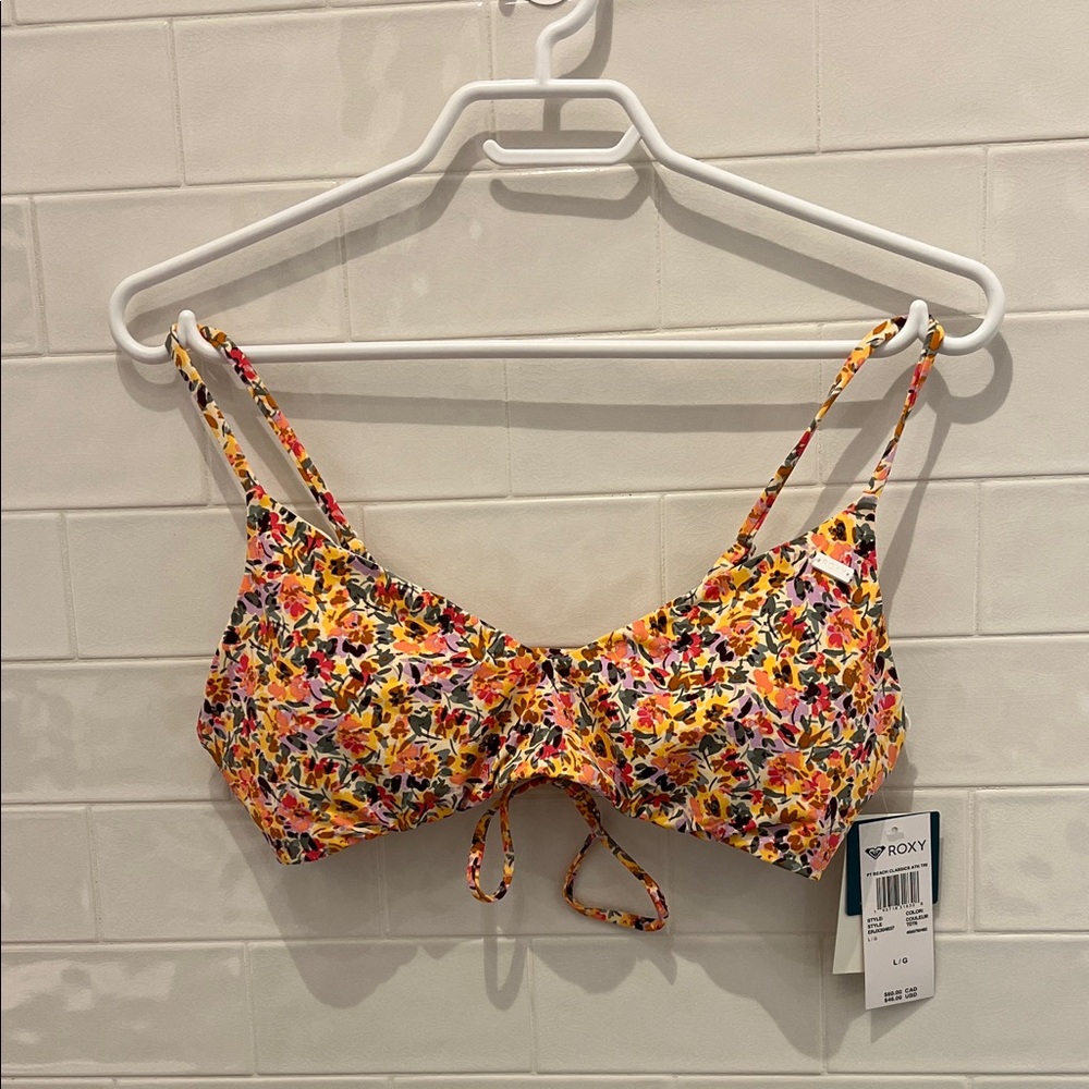NWT Roxy Floral Bikini Top Size L